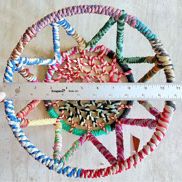 Boho Hand Wrapped Metal Decorative Bowl Basket Portofino Home NEW Colorful Decor - Picture 4 of 5